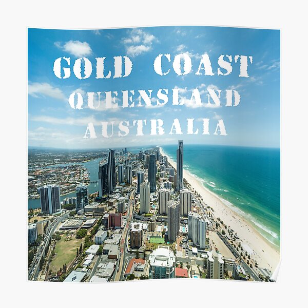 "Gold Coast, Australia Skyline Seaside Resort Beaches" Poster for