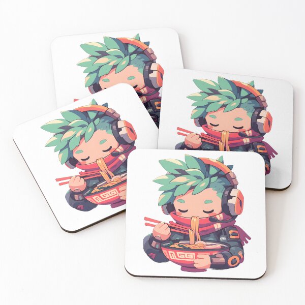 Item preview, Cute Manga Boy With Headphones Eating Noodles designed and sold by StickySparkle.