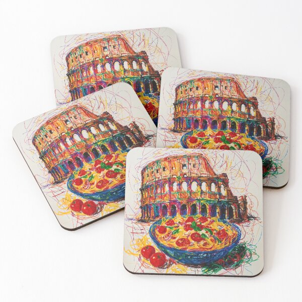 Item preview, Abstract Italian Artwork - Colosseum & Pasta designed and sold by feether-store.