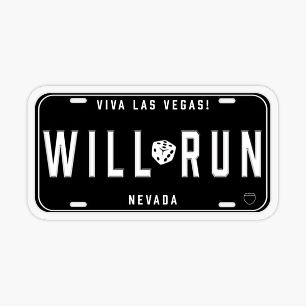 LAS VEGAS [WILL-RUN] LICENSE PLATE Transparent Sticker