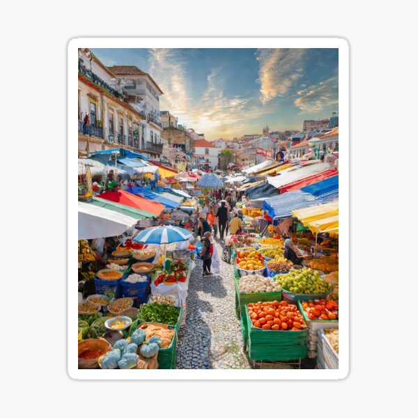 Vista previa del artículo con la obra «Vibrante mercado callejero», diseñado y vendido por HeyYau.