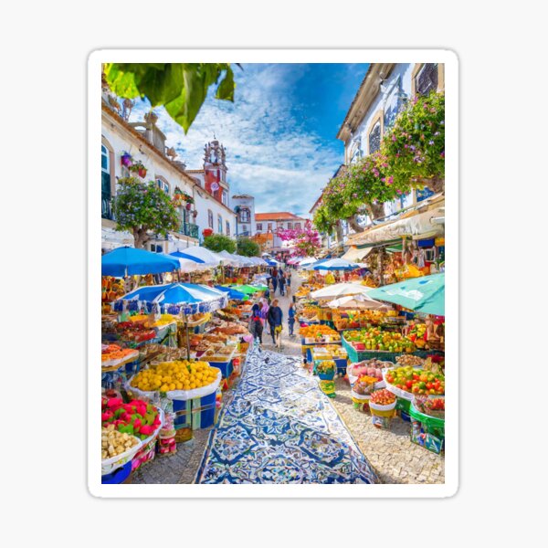 Vista previa del artículo con la obra «Vibrante mercado callejero V2», diseñado y vendido por HeyYau.
