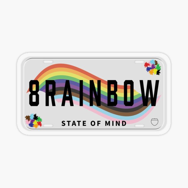 LGBTQ+ LICENSE PLATE [8RAINBOW] Transparent Sticker