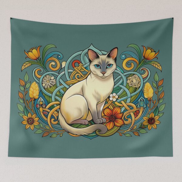 Item preview, Siamese cat and knotwork designed and sold by Mustela erminea.