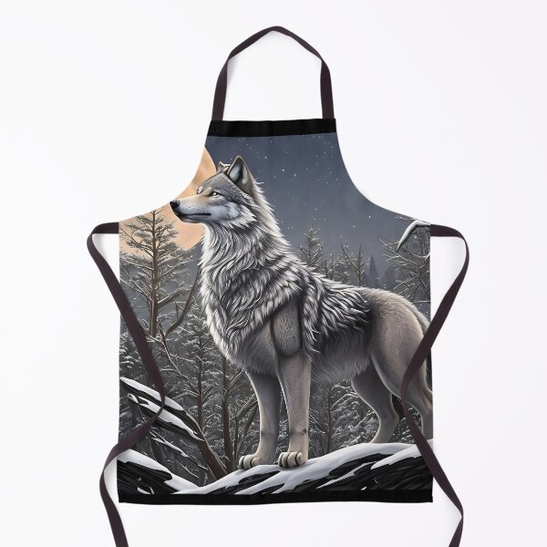 Item preview, Majestic Wilderness Proud Wolf in Snowy Winter Landscape under Full Moon designed and sold by Frostquest.