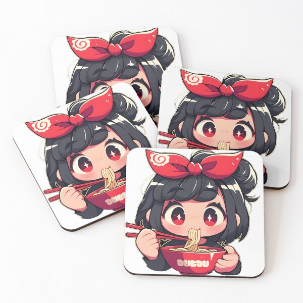 Item preview, Cute Kawaii Girl Eating Noodles designed and sold by StickySparkle.