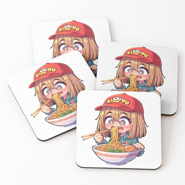 Item preview, Cute Kawaii Girl Eating Noodles designed and sold by StickySparkle.