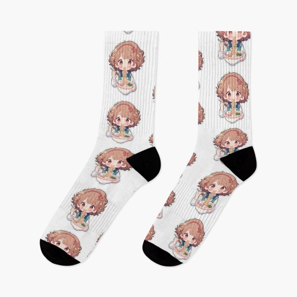 Item preview, Cute Kawaii Girl Eating Noodles designed and sold by StickySparkle.