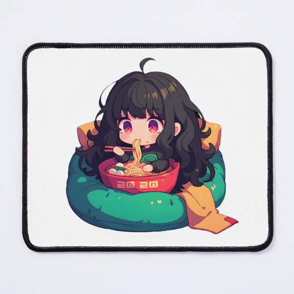 Item preview, Cute Kawaii Girl Eating Noodles designed and sold by StickySparkle.