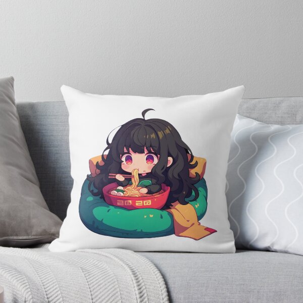 Item preview, Cute Kawaii Girl Eating Noodles designed and sold by StickySparkle.