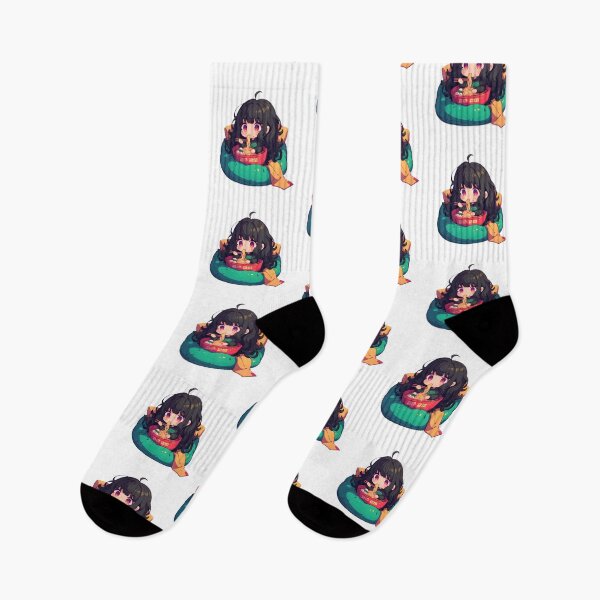 Item preview, Cute Kawaii Girl Eating Noodles designed and sold by StickySparkle.