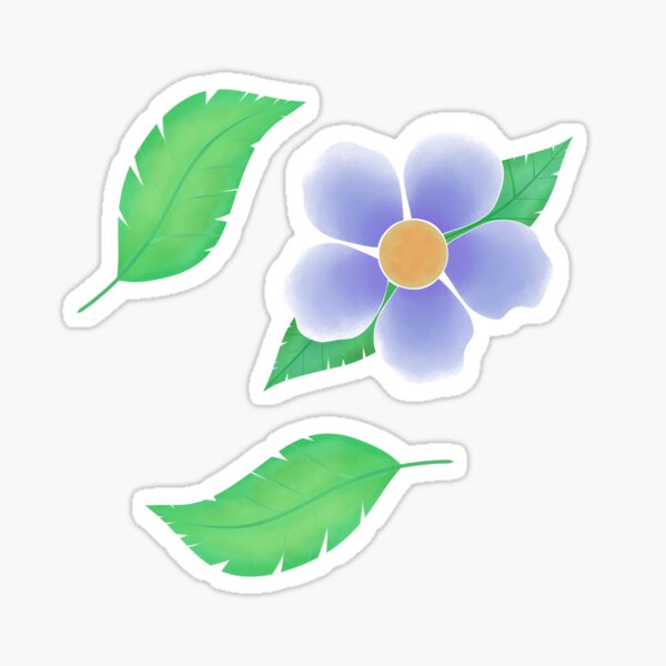Item preview, Blue flower and leaves designed and sold by nemo469.