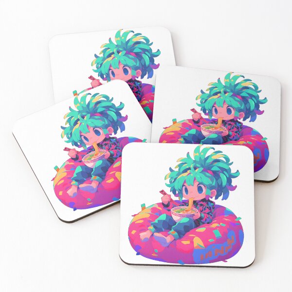 Item preview, Cute Kawaii Girl Eating Noodles designed and sold by StickySparkle.