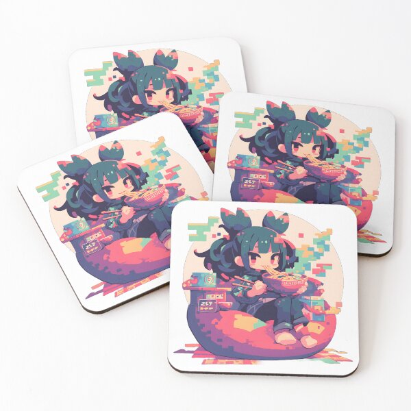 Item preview, Cute Kawaii Girl Eating Noodles designed and sold by StickySparkle.