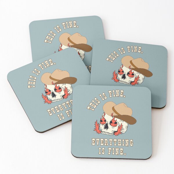 Item preview, Everything is Fine | cowboy skull on fire designed and sold by ReadyandRowdy.