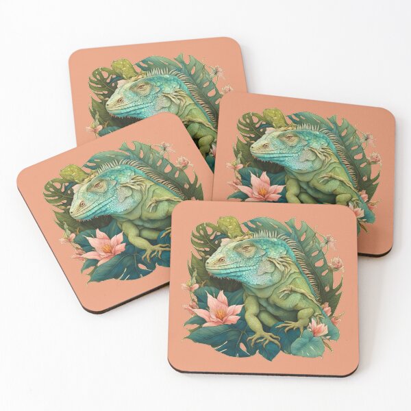 Item preview, A beautiful iguana among tropical flowers.  designed and sold by Natalia-Vlad.