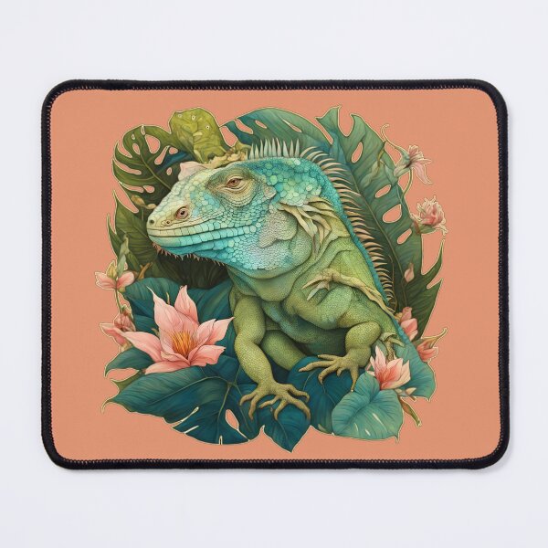 Item preview, A beautiful iguana among tropical flowers. designed and sold by Natalia-Vlad.