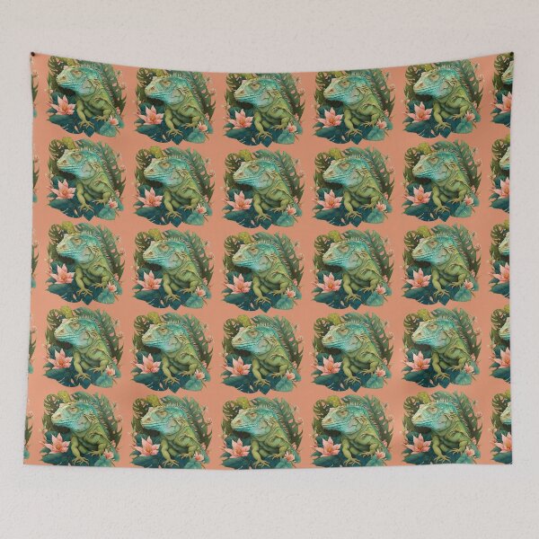 Item preview, A beautiful iguana among tropical flowers.  designed and sold by Natalia-Vlad.