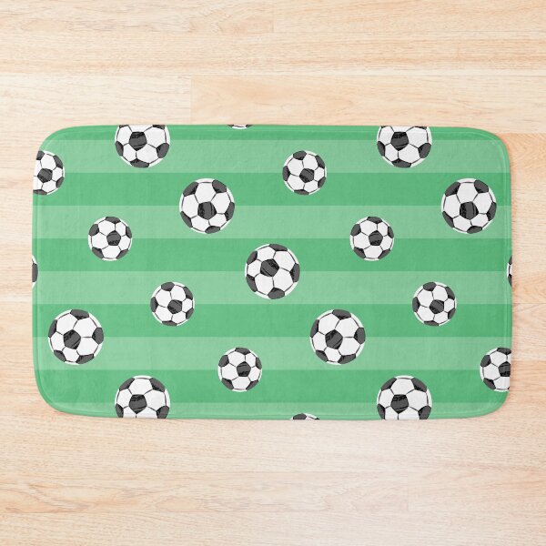 Item preview, Soccer Ball Pattern On Green Stripes designed and sold by SamAnnDesigns.