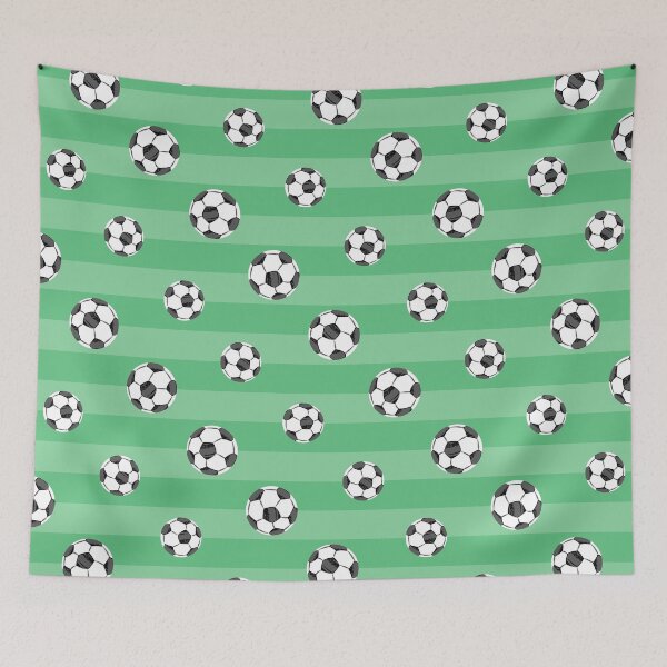 Item preview, Soccer Ball Pattern On Green Stripes designed and sold by SamAnnDesigns.