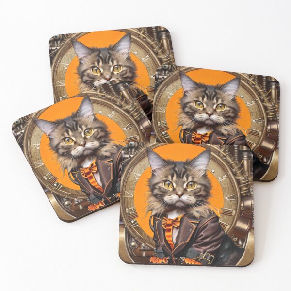 Item preview, Maine coon cat steampunk clock designed and sold by Astralia.