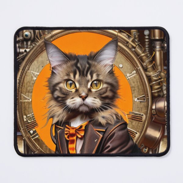 Item preview, Maine coon cat steampunk clock designed and sold by Astralia.