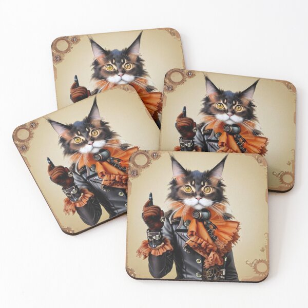 Item preview, Steampunk gentleman Maine coon cat designed and sold by Astralia.