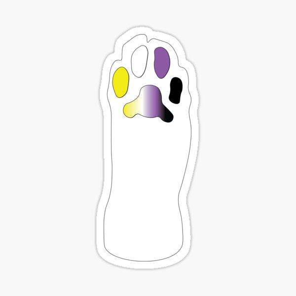 White Cat Paw Non-Binary Toe Beans Sticker
