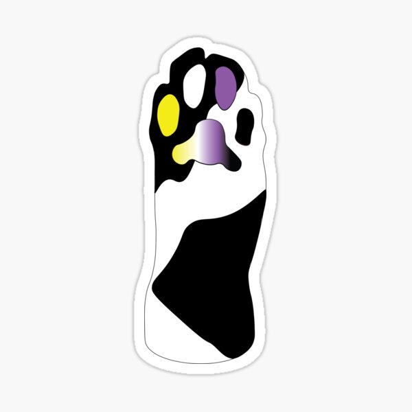 Black & White Cat Paw Non-Binary Toe Beans Sticker
