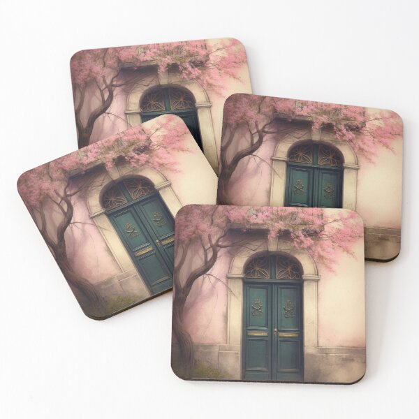 Item preview, Paris Door. Old Door. Vintage Door. Green Door. Blue Door. Old Door and Blooming Tree designed and sold by maxa0109.