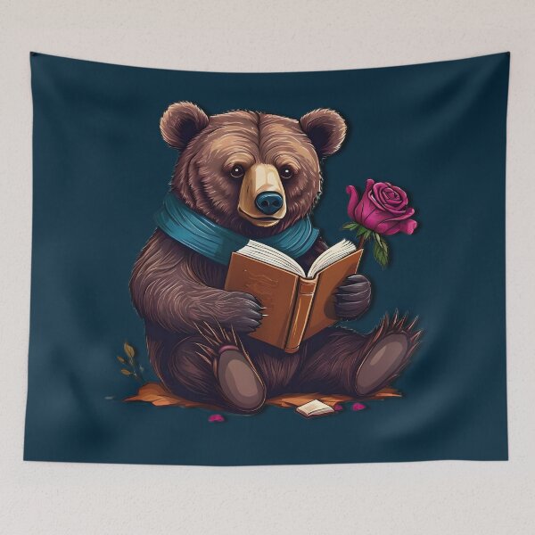 Item preview, Poet bear with book and a flower. designed and sold by Ciervo Primavera.