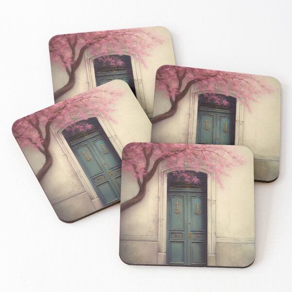 Item preview, Paris Door. Old Door. Vintage Door. Green Door. Blue Door. Old Door and Blooming Tree designed and sold by maxa0109.
