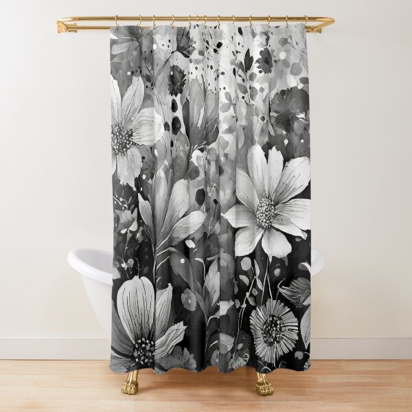 Black and White Farmhouse Shower Curtain Set with Hooks Black Moroccan  Shower Curtain for Bathroom Antique Floral Elegant Paisley Shower Curtain  Boho