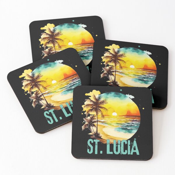 Item preview, ST. LUCIA - St. Lucia Vintage Sunset, Watercolor Sunrise, Beach Lifestyle, Spring Break, Tropical Vacation designed and sold by Sun Sand & Sea Art.