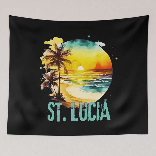 Item preview, ST. LUCIA - St. Lucia Vintage Sunset, Watercolor Sunrise, Beach Lifestyle, Spring Break, Tropical Vacation designed and sold by Sun Sand & Sea Art.