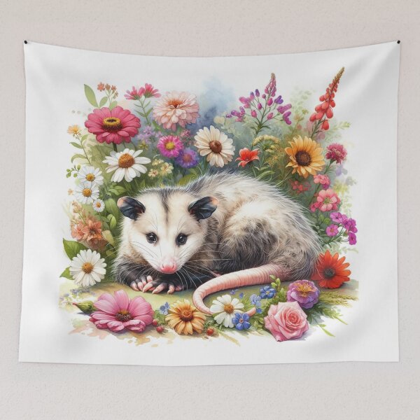 Item preview, Opossom Street Cat Surrounding In Bouquet of Flowers designed and sold by AlexisValeska.