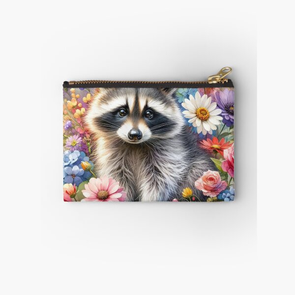 Item preview, Gato callejero mapache acuarela rodeado de ramo de flores designed and sold by AlexisValeska.