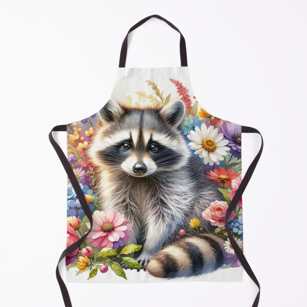 Item preview, Gato callejero mapache acuarela rodeado de ramo de flores designed and sold by AlexisValeska.