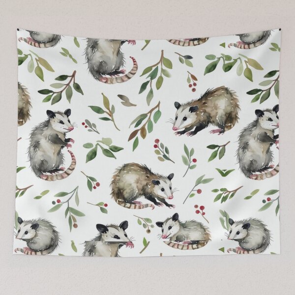 Item preview, Cute Aesthetic Boho Opossom Pattern for Blanket Decor  designed and sold by AlexisValeska.