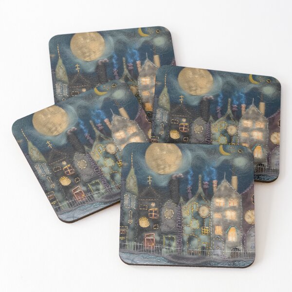 Item preview, Whimsical Moonlit Cityscape Needle Felting Embroidery designed and sold by 33wolvesdesigns.