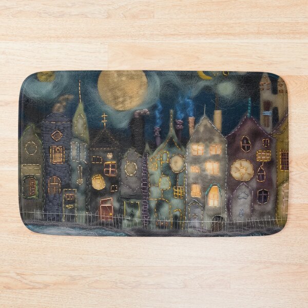 Item preview, Whimsical Moonlit Cityscape Needle Felting Embroidery designed and sold by 33wolvesdesigns.