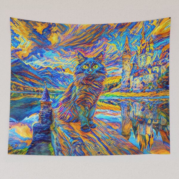 Item preview, Stylised castle and cat. DeepDream designed and sold by blackhalt.