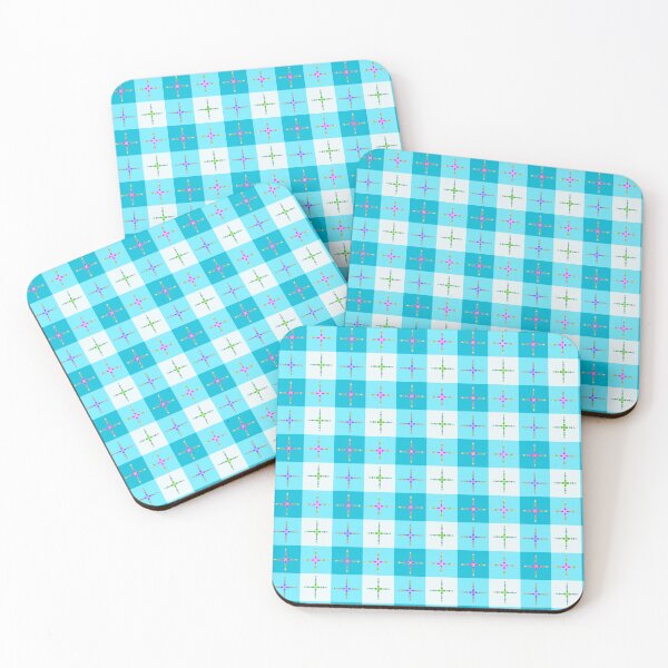 Item preview, Blue and White Gingham with colorful Hand-drawn crosses - Repeating Pattern designed and sold by Victoria Rose.