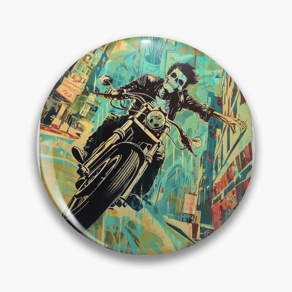 Item preview, Vintage Pulp Magazine Art: Skull-Headed Biker in the City designed and sold by 33wolvesdesigns.
