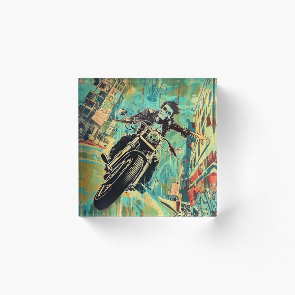 Item preview, Vintage Pulp Magazine Art: Skull-Headed Biker in the City designed and sold by 33wolvesdesigns.