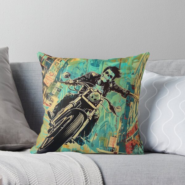 Item preview, Vintage Pulp Magazine Art: Skull-Headed Biker in the City designed and sold by 33wolvesdesigns.