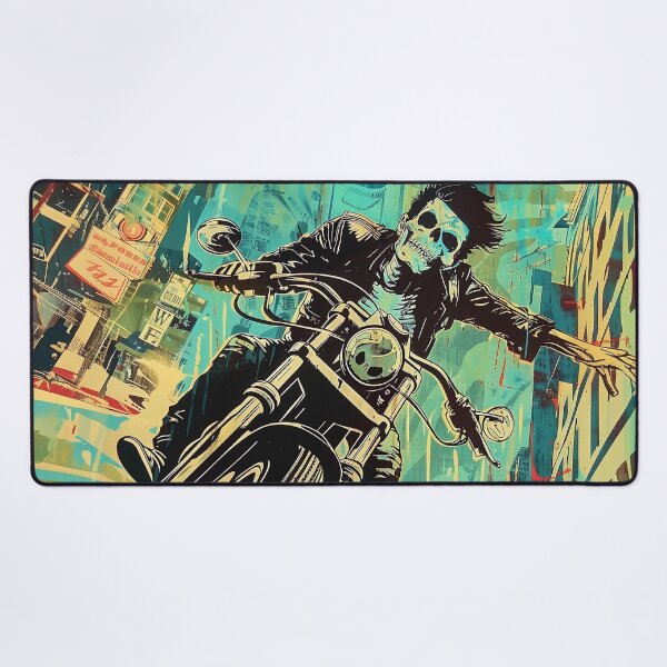 Item preview, Vintage Pulp Magazine Art: Skull-Headed Biker in the City designed and sold by 33wolvesdesigns.