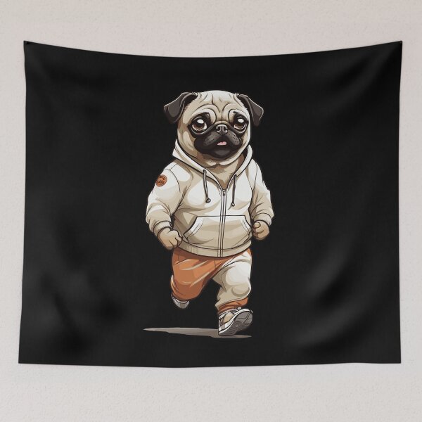 Item preview, Pug Dog Streetwear Jogging Aesthetic Style designed and sold by LuminOrb.