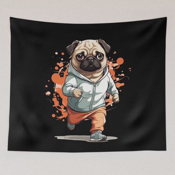 Item preview, Pug Dog Streetwear Jogging Aesthetic Style designed and sold by LuminOrb.