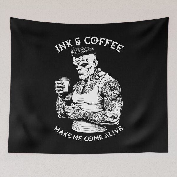 Item preview, Frankenstein Tattoo Ink And Coffee Funny Tattooed Monster designed and sold by GrandeDuc.